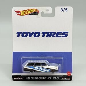 Hot Wheels Premium Toyo Tires '69 Nissan Skyline Van 3/5 Real Riders Metal White